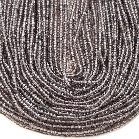 3x2mm Natural Ice Obsidian Gemstone Grade Aaa Micro Faceted Rondelle Beads 15 Inch Full Strand Bulk Lot 1,2,6,12 And 50 (80016384-p61)