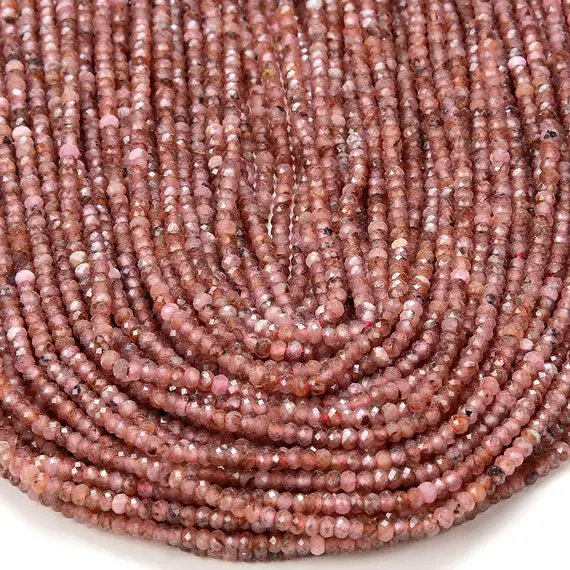 3x2mm Natural Rhodochrosite Gemstone Grade Aa Micro Faceted Rondelle Beads 15 Inch Full Strand Bulk Lot 1,2,6,12 And 50 (80016377-p61)