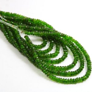 Shop Diopside Rondelle Beads! 4.5 to 5 MM Faceted Natural Chrome Diopside Roundel Cut 8 Inch Beads 1 Line Strand, Untreated Top Green Diopside Necklace Jewellery | Natural genuine rondelle Diopside beads for beading and jewelry making.  #jewelry #beads #beadedjewelry #diyjewelry #jewelrymaking #beadstore #beading #affiliate #ad