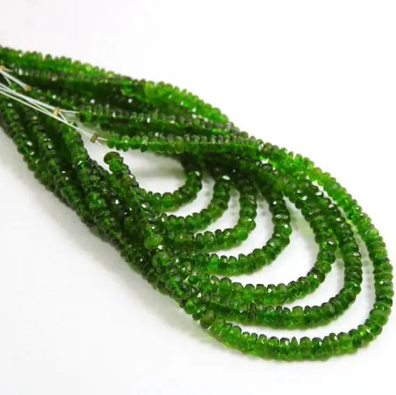 4.5 To 5 Mm 1 Line Strand Natural Chrome Diopside Faceted Roundel Cut 8 Inch Beads, Untreated Top Green Diopside Necklace Jewellery