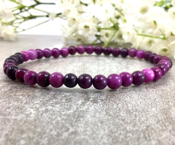 Premium Purple Sugilite Beaded Bracelet Beautiful Handmade 4mm Stretchy String Round Beads Bracelet Gift For Women