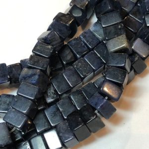 Shop Dumortierite Bead Shapes! 4x6mm Cube Dumortierite Gemstone Beads. Full 15" strand of cube shaped beads, nice deep blue color. | Natural genuine other-shape Dumortierite beads for beading and jewelry making.  #jewelry #beads #beadedjewelry #diyjewelry #jewelrymaking #beadstore #beading #affiliate #ad