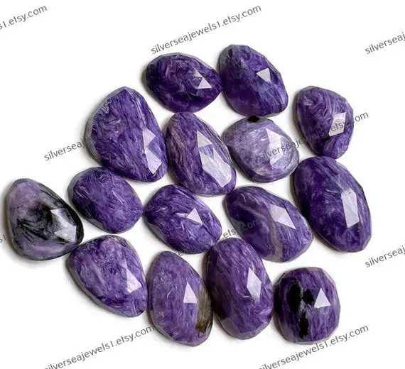 5 Pcs Charoite Faceted Rose Cut Gemstone 10x12mm Approx. Aaa+ Quality Charoite Gemstone For Jewellery Making, High Polished Gemstone