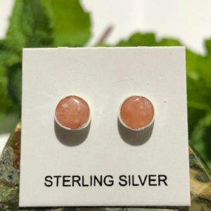Shop Aragonite Earrings! 5mm round aragonite stone/nature stone/pink stone/Genuine 925 Sterling Silver Stud Post Earrings/Made in USA | Natural genuine Aragonite earrings. Buy crystal jewelry, handmade handcrafted artisan jewelry for women.  Unique handmade gift ideas. #jewelry #beadedearrings #beadedjewelry #gift #shopping #handmadejewelry #fashion #style #product #earrings #affiliate #ad