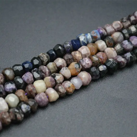 5x7mm Faceted Natural Charoite Rondelle Stone Beads