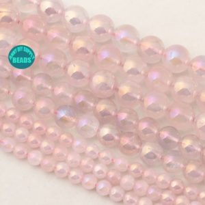 Shop Angel Aura Quartz Beads! 6/8/10/12mm Angel Aura Rose Quartz Beads,aurora borealis beads,Full Strand 15inch | Natural genuine round Angel Aura Quartz beads for beading and jewelry making.  #jewelry #beads #beadedjewelry #diyjewelry #jewelrymaking #beadstore #beading #affiliate #ad
