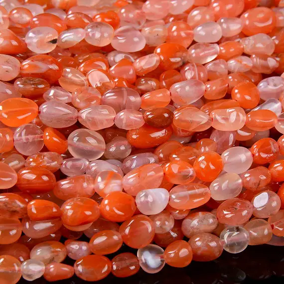 Natural Red Carnelian Agate Gemstone Pebble Nugget Loose Beads (d186)