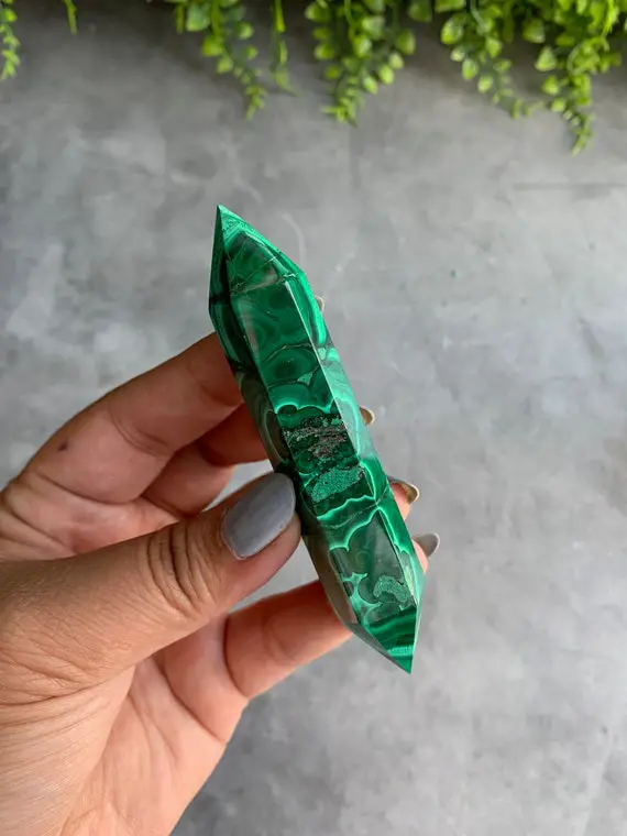 66g Malachite Double Terminated Cut Wand, High Quality, Milpillas Mexico, Evil Eye, Stone Of Protection