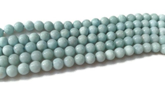6mm Larimar Round Beads - Natural Larimar , Aaa Quality Length 16" , Larimar Necklace