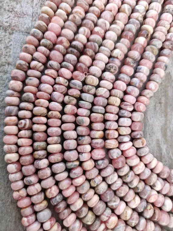 8/16 Inches Natural Rhodochrosite Smooth Rondelle Beads | Rhodochrosite Plain Beads | Rhodochrosite Beads | Wholesale Beads For Jewelry |