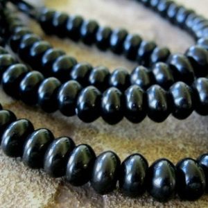 Shop Onyx Rondelle Beads! 8mm Black Onyx Big Hole Bead 2.5 mm Large hole Rondelle Beads Fit Leather 8" | Natural genuine rondelle Onyx beads for beading and jewelry making.  #jewelry #beads #beadedjewelry #diyjewelry #jewelrymaking #beadstore #beading #affiliate #ad