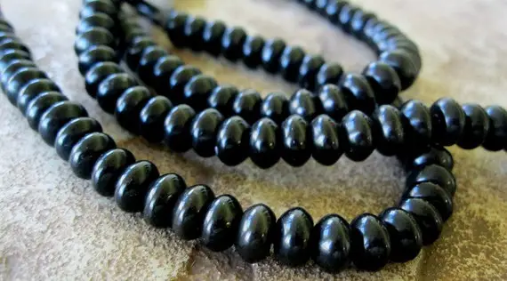 8mm Black Onyx Big Hole Bead 2.5 Mm Large Hole Rondelle Beads Fit Leather 8"