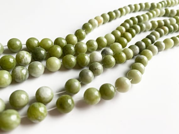 8mm Natural Green Jade Round Beads