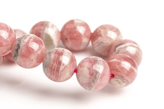 9-10mm Argentina Rhodochrosite Beads Pink Lace Bracelet Grade Aa Genuine Natural Round Gemstone 7" (123422h-1495)