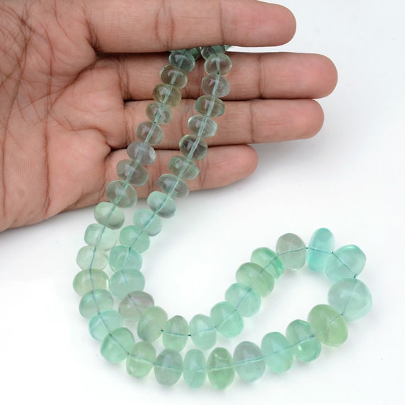 9mm To 15mm Green Fluorite Rondelle Beads, Smooth Green Fluorite Gemstone Beads, 17 Inch Strand, Gds1902