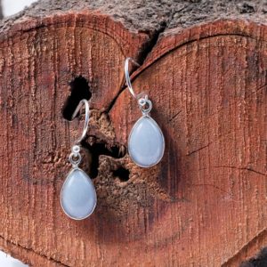 Shop Angelite Jewelry! A Grade Angelite Earring, 925 Solid Silver Earring,Dangle Angelite ,Boho Angelite Earring, Pear Stone Earring,Women Earring,Gift Ideas | Natural genuine Angelite jewelry. Buy crystal jewelry, handmade handcrafted artisan jewelry for women.  Unique handmade gift ideas. #jewelry #beadedjewelry #beadedjewelry #gift #shopping #handmadejewelry #fashion #style #product #jewelry #affiliate #ad