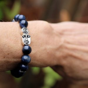 Shop Dumortierite Bracelets! A powerful third eye chakra Dumortierite bracelet with faces and Antique Silver Spacer Beads Swirl Round. spiritual crystals and gemstones | Natural genuine Dumortierite bracelets. Buy crystal jewelry, handmade handcrafted artisan jewelry for women.  Unique handmade gift ideas. #jewelry #beadedbracelets #beadedjewelry #gift #shopping #handmadejewelry #fashion #style #product #bracelets #affiliate #ad