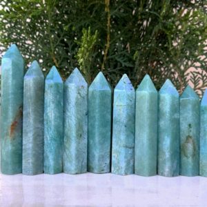 Shop Amazonite Stones & Crystals! AAA+ Amazonite Crystal Point Amazonite Crystal Tower Natural Amazon Stone Crystal Quartz Point Wand Wholesale. | Natural genuine stones & crystals in various shapes & sizes. Buy raw cut, tumbled, or polished gemstones for making jewelry or crystal healing energy vibration raising reiki stones. #crystals #gemstones #crystalhealing #crystalsandgemstones #energyhealing #affiliate #ad