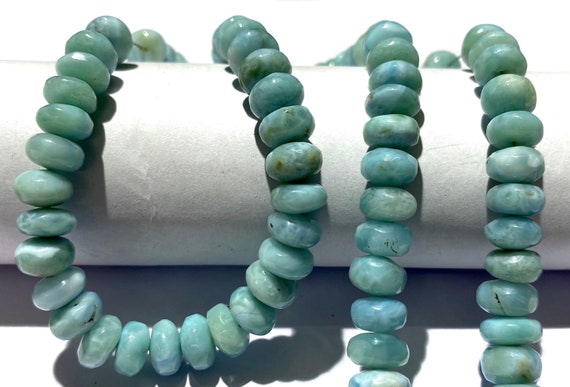 Aaa+ Blue Larimar Smooth Rondelle Beads 7mm Larimar Rondelle Beads 18” Natural Larimar Smooth Rondelles Larimar Gemstone Beads Larimar Beads