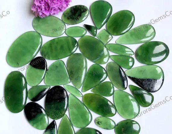 Aaa Grade Green Serpentine Cabochon, Wholesale Lot Mix Shapes And Size, Best Natural Green Serpentine For Jewelry & Diy Craft Making
