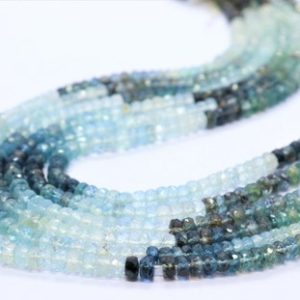 AAA+ Moss Aquamarine Faceted Rondelle Beads Blue Moss Aquamarine Beads Aquamarine Rondelle Beads Faceted Aquamarine Beads Strand | Natural genuine rondelle Aquamarine beads for beading and jewelry making.  #jewelry #beads #beadedjewelry #diyjewelry #jewelrymaking #beadstore #beading #affiliate #ad