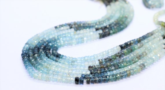 Aaa+ Moss Aquamarine Faceted Rondelle Beads Blue Moss Aquamarine Beads Aquamarine Rondelle Beads Faceted Aquamarine Beads Strand