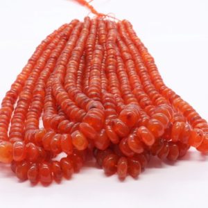 Shop Carnelian Rondelle Beads! AAA Natural Carnelian Smooth Rondelle Beads, 6-9 MM Plain Carnelian Gemstone Beads, 16 Inch Carnelian Rondelle Beads Wholesale Beads | Natural genuine rondelle Carnelian beads for beading and jewelry making.  #jewelry #beads #beadedjewelry #diyjewelry #jewelrymaking #beadstore #beading #affiliate #ad