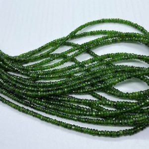 Shop Diopside Rondelle Beads! AAA+ Natural Chrome Diopside Faceted Rondelle Beads, 3-4.5 MM Natural Green Chrome Diopside Rondelle Beads, 18 Inch Chrome Diopside Necklace | Natural genuine rondelle Diopside beads for beading and jewelry making.  #jewelry #beads #beadedjewelry #diyjewelry #jewelrymaking #beadstore #beading #affiliate #ad