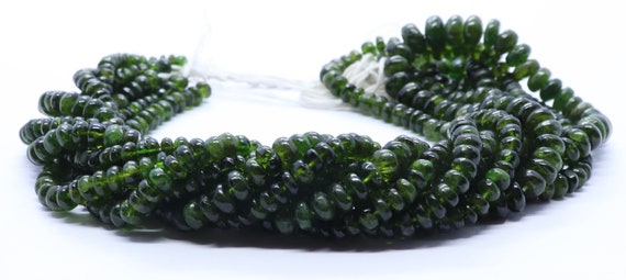 Aaa Natural Chrome Diopside Smooth Rondelle Beads, 4-5 Mm Chromdiopside Gemstone Beads, 15 Inch Smooth Green Diopside Rondelle Beads