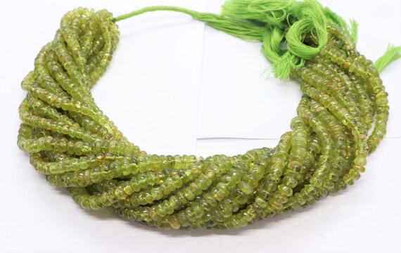 Aaa Natural Peridot Smooth Rondelle Beads, 5-6 Mm Peridot Gemstone Beads, 13 Inch Smooth Peridot Rondelle Beads