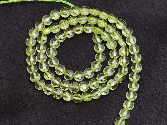 Aaa+ Peridot Fancy Coin Faceted Briolettes | Gemstone 4mm Beads 13inch Strand | Natural Peridot Semi Precious Gemstone Loose Coin Briolettes