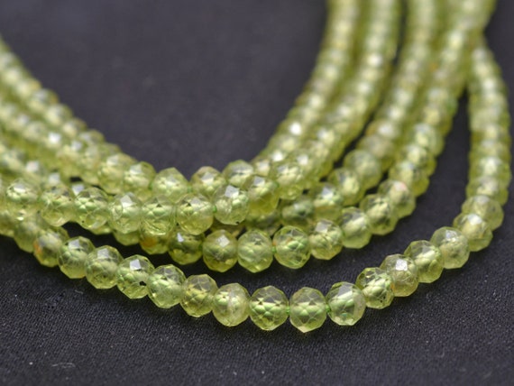 Aaa Peridot Gemstone 4mm Micro Faceted Round Beads | 13inch Strand | Natural Peridot Semi Precious Gemstone Round Beads For Jewelry Making |