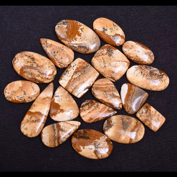 Aaa+ Quality Best Lot Of Top Handmade Polished Natural Owyhee Picture Jasper Cabochon Lot Flat Back Loose, Semi Precious Gemstone Lot-07