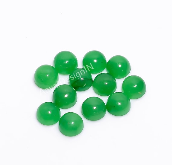 Aaa Quality Green Jade Cabochon Loose Calibrated Gemstone 3,4,5,6,7,8,9,10,11,12,13,14,15,16,17,18,19,20,22,25,30,35,40,mm
