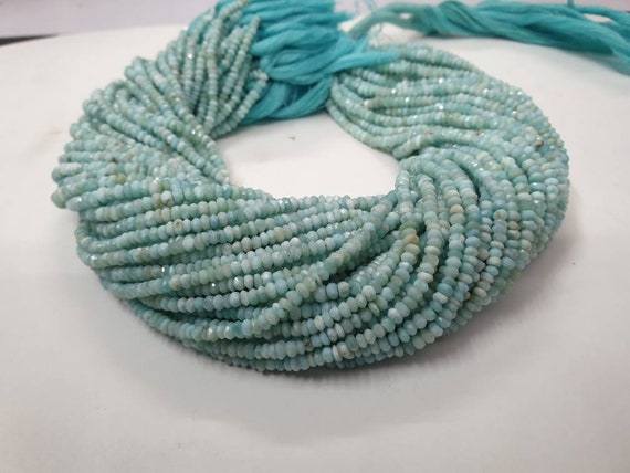 Aaa Quality Larimar Faceted Rondelle Beads   Larimar Faceted  Beads  Larimar Rondelle Beads  Larimar Beads Strand