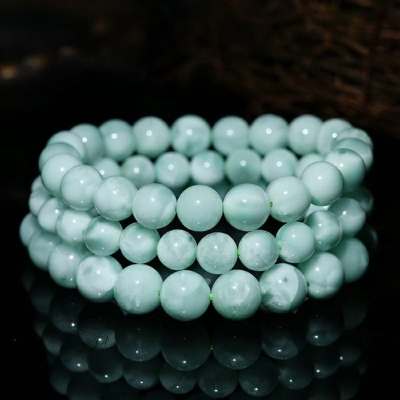 Aaaaaa Genuine Natural Green Larimar Round Beads Bracelet Women Men Stretch Larimar Crystal Jewelry 7mm 8mm 9mm 10mm 11mm