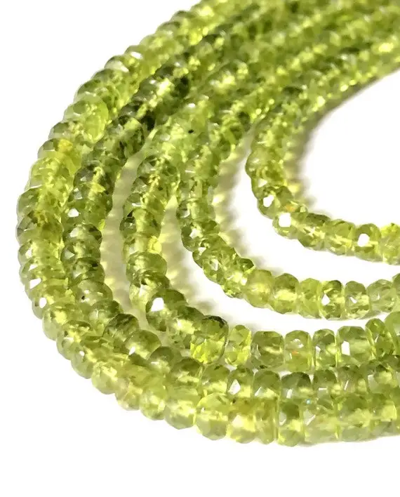 Amazing Cut !!! 100% Natural Peridot Roundel Cut Beads, 4 To 6 Mm Peridot Faceted Nugget,  For Necklace Jewelry Making