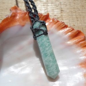 Shop Amazonite Pendants! Amazonite Point Macrame Pendant, Amazonite Necklace, Amazonite Pendant, Amazonite Crystal Wand with Adjustable Length | Natural genuine Amazonite pendants. Buy crystal jewelry, handmade handcrafted artisan jewelry for women.  Unique handmade gift ideas. #jewelry #beadedpendants #beadedjewelry #gift #shopping #handmadejewelry #fashion #style #product #pendants #affiliate #ad