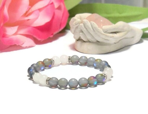 Angel Aura Quartz Healing Crystal Bracelet, White Jade Bracelet, Best Friend Anxiety Relief Gift, Popular Stress Relief Healing Bracelet