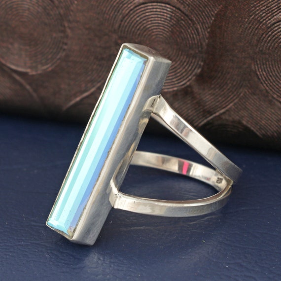Angel Aura Quartz Ring-rectangle Angel Aura Quartz Ring-handmade Silver Ring-925 Sterling Silver Ring-gift For Her-promise Ring-wedding Ring