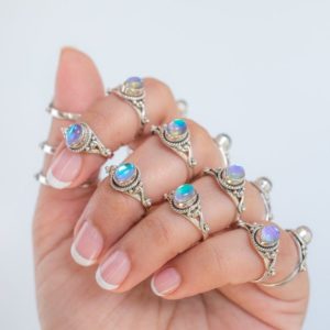 Angel Aura Quartz Ring, Silver infinity Ring | Natural genuine Angel Aura Quartz rings, simple unique handcrafted gemstone rings. #rings #jewelry #shopping #gift #handmade #fashion #style #affiliate #ad