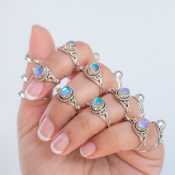 Angel Aura Quartz Ring, Silver Infinity Ring