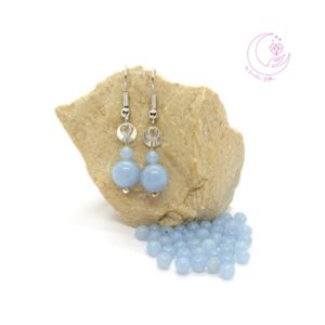 Shop Angelite Earrings! Boucles d'oreilles en Angélite | Natural genuine Angelite earrings. Buy crystal jewelry, handmade handcrafted artisan jewelry for women.  Unique handmade gift ideas. #jewelry #beadedearrings #beadedjewelry #gift #shopping #handmadejewelry #fashion #style #product #earrings #affiliate #ad