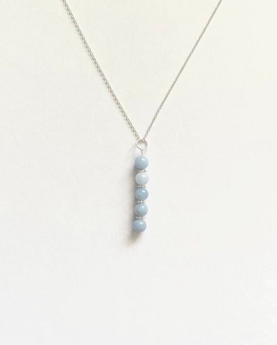 Angelite Necklace Or Pendant Only, 925 Silver Chain, Black Waxed Cord Or Pendant Only To Fix To Your Own Chain, 6mm Round Bead