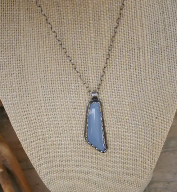 Angelite Necklace- Angelite Cabochon, Angelite Necklace, Gemstone Jewelry, One Of A Kind, Blue Stone, Handmade Jewelry, Mothers Day, Iej
