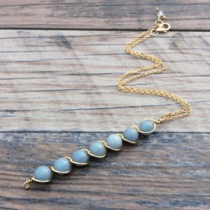 Shop Angelite Jewelry! Angelite necklace, Third eye chakra, 14k Gold filled or Sterling | Natural genuine Angelite jewelry. Buy crystal jewelry, handmade handcrafted artisan jewelry for women.  Unique handmade gift ideas. #jewelry #beadedjewelry #beadedjewelry #gift #shopping #handmadejewelry #fashion #style #product #jewelry #affiliate #ad