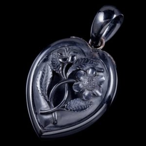 Shop Jet Pendants! Antique Victorian Whitby Jet Floral Heart Pendant | Natural genuine Jet pendants. Buy crystal jewelry, handmade handcrafted artisan jewelry for women.  Unique handmade gift ideas. #jewelry #beadedpendants #beadedjewelry #gift #shopping #handmadejewelry #fashion #style #product #pendants #affiliate #ad