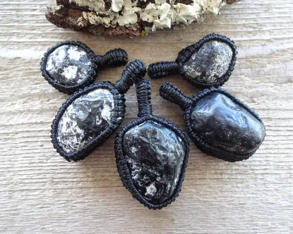 Apache Tears Necklace, Root Chakra Pendant, Black Obsidian Stone Grounding Necklace, Gift Idea For Husband, Dad, Him, Macrame Stone Men's