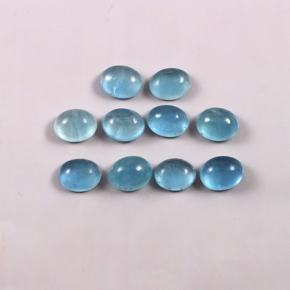 Aquamarine Gemstone, 100% Natural Aquamarine Cabochon, Aaa+ Quality Blue Aquamarine Cabochon For Jewelry Making Loose Gemstone. 9x7 Mm.