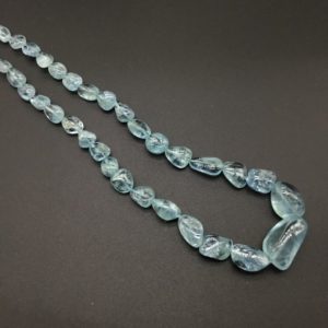 Shop Aquamarine Necklaces! Aquamarine Tumble Necklace Natural Gemstone | Natural genuine Aquamarine necklaces. Buy crystal jewelry, handmade handcrafted artisan jewelry for women.  Unique handmade gift ideas. #jewelry #beadednecklaces #beadedjewelry #gift #shopping #handmadejewelry #fashion #style #product #necklaces #affiliate #ad
